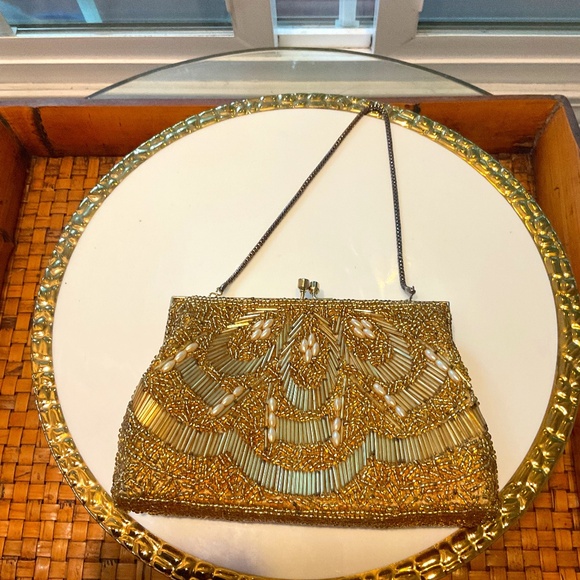 VTG Gold Beaded Purse - Picture 1 of 6